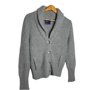 American Eagle Shawl Collar Cardigan Gray Mens L Wool Rabbit Hair Grandpacore